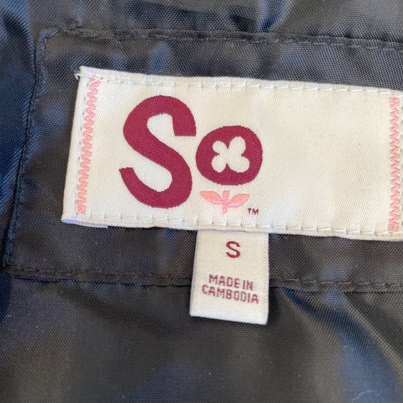 Quilted Puffer Vest with Detachable Hood with Faux Fur Trim by SO Womens Size S - Picture 16 of 16